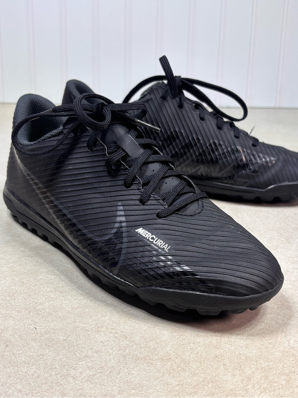 Nike Mercurial Turf Soccer Shoes triple black cleats men’s Sz 7